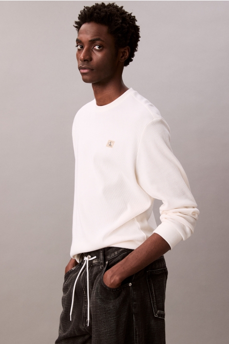 Calvin Klein ls waffle badge crew